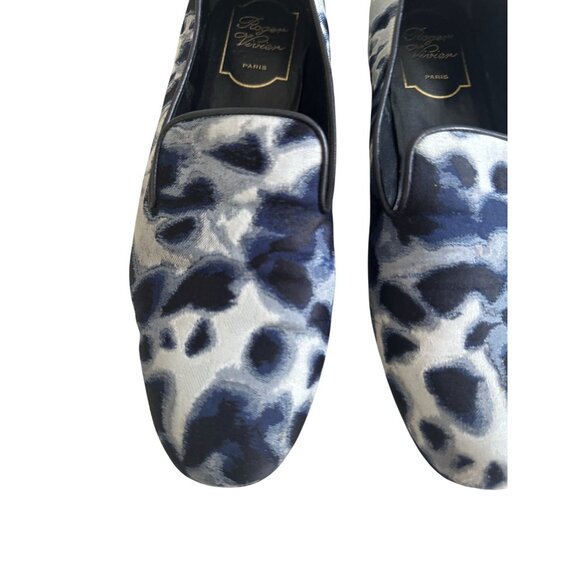 ROGER VIVIER Navy Blue Patterned Loafers Flats Size 37.5 - Picture 5 of 10